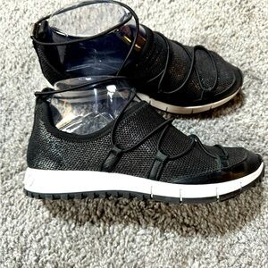 Jimmy Choo Andrea Bungee Lace Slip On Sneakers - black/metallic Size 7.5 US